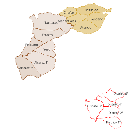 Mapa comparativo de los territorios analizados: Feliciano, La Paz y Colón